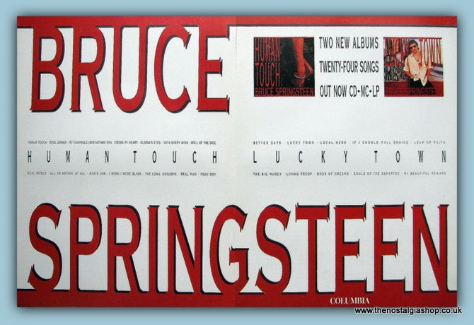 Bruce Springsteen Human Touch & Lucky Town Double Original Music Advert 1992 (ref AD3506)