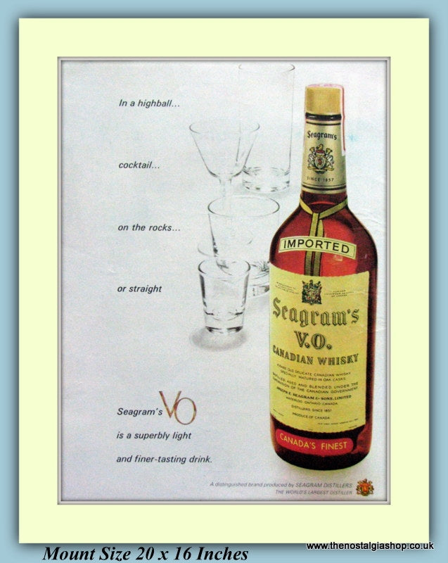Seagram's V.O. Canadian Whisky Original Advert 1965 (ref AD9340)