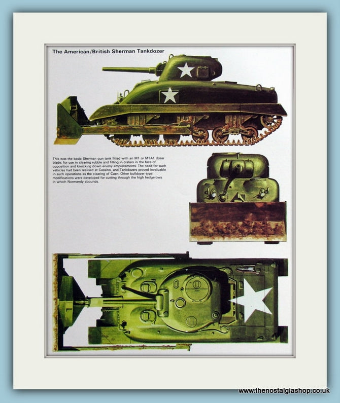 American/British Sherman Tankdozer Print (ref PR504)