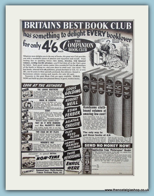 The Companion Book Club 1953 Original Advert (ref AD4530)