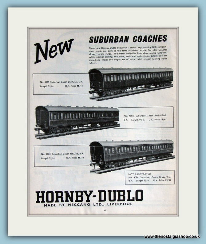 Hornby Dublo Suburban Coaches 1962 Original Advert (ref AD2841)