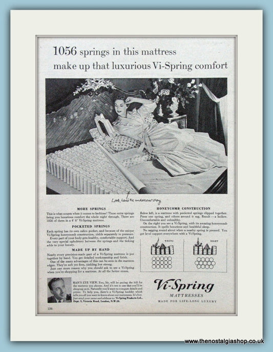 Vi-Spring Mattresses Original Advert 1955 (ref AD4288)