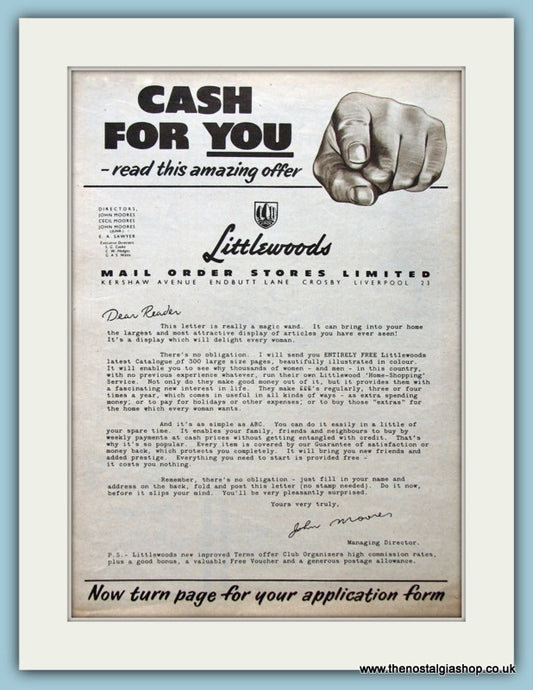 Littlewoods Catalogue Original Advert 1955 (ref AD4501)