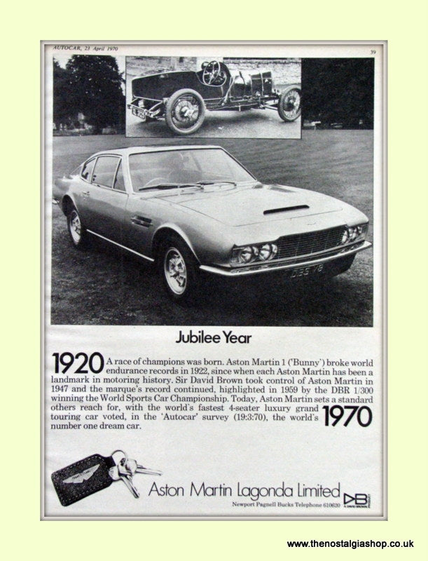 Aston Martin Original Advert 1970 (ref AD6746)
