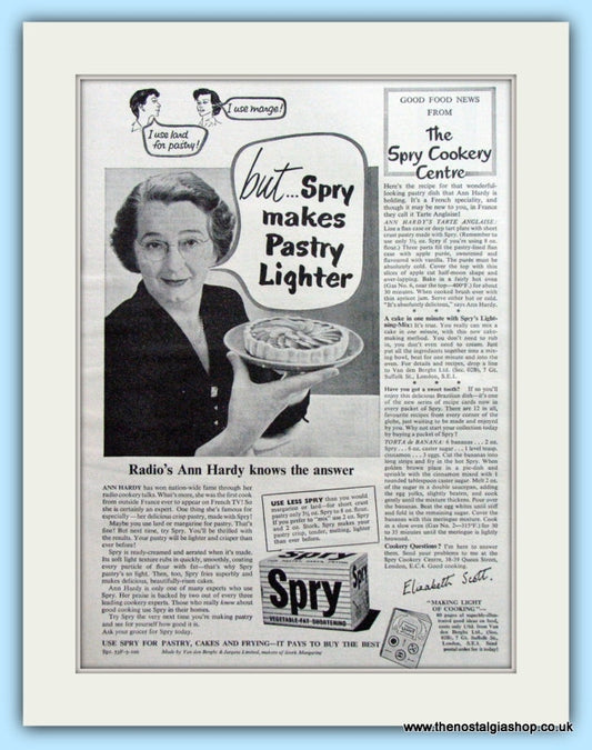 Spry Vegetable Fat Original Advert 1955 (ref AD4786)
