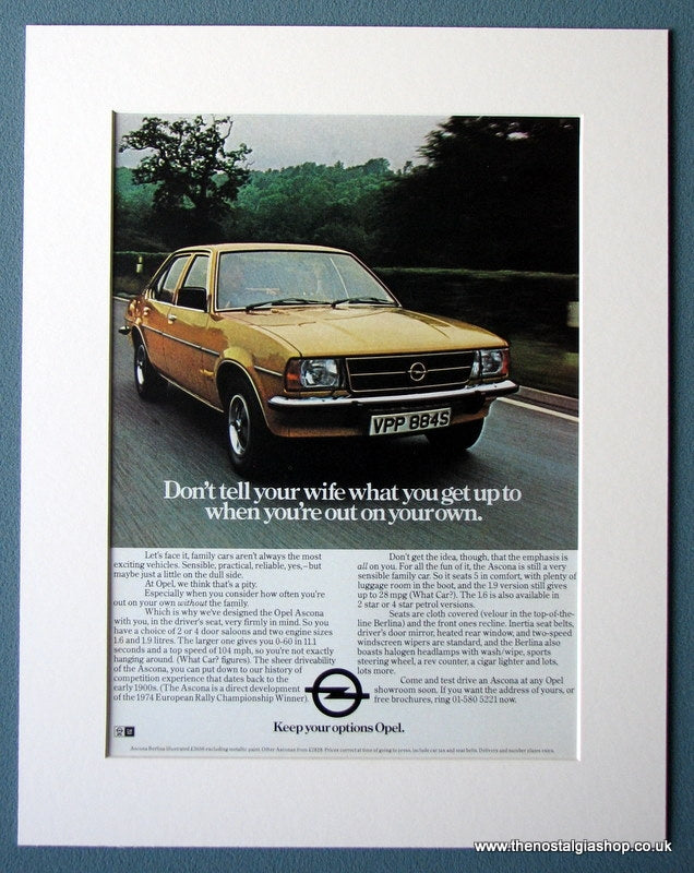 Opel Ascona Original Advert 1977 (ref AD1400)