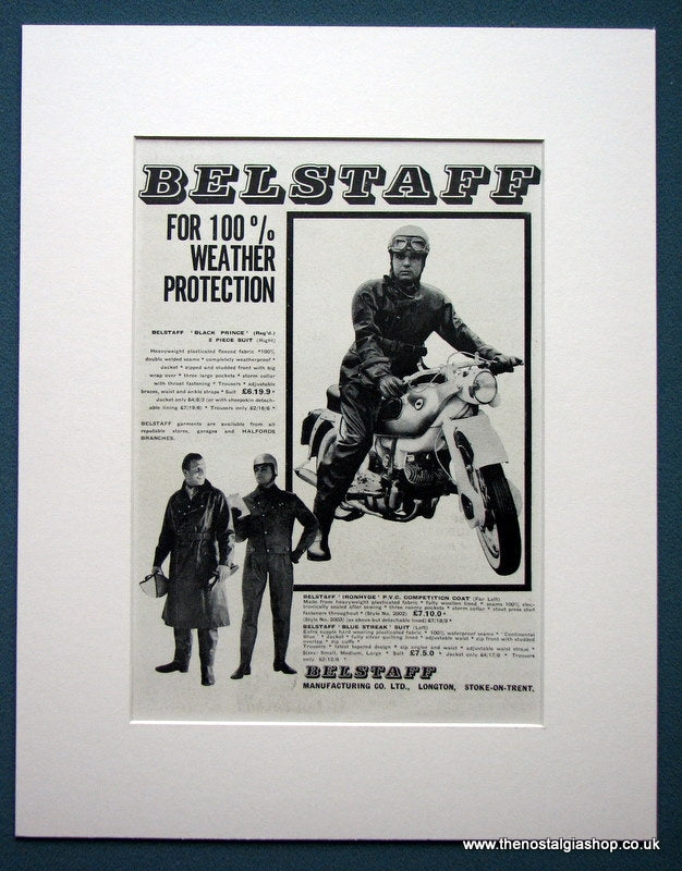 Belstaff Motorcycle Clothing. Original advert 1965 (ref AD1310)