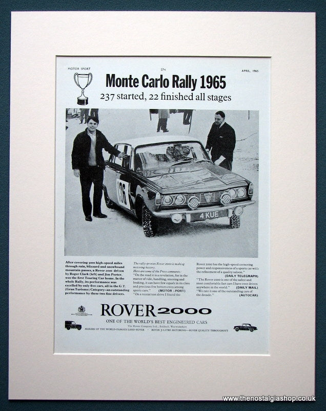 Rover 2000 Rally 1965 Original Advert (ref AD 1110)