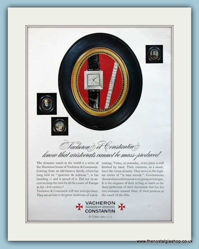 Vacheron Et Constantin Watches. Original Advert 1964 (ref AD6103)