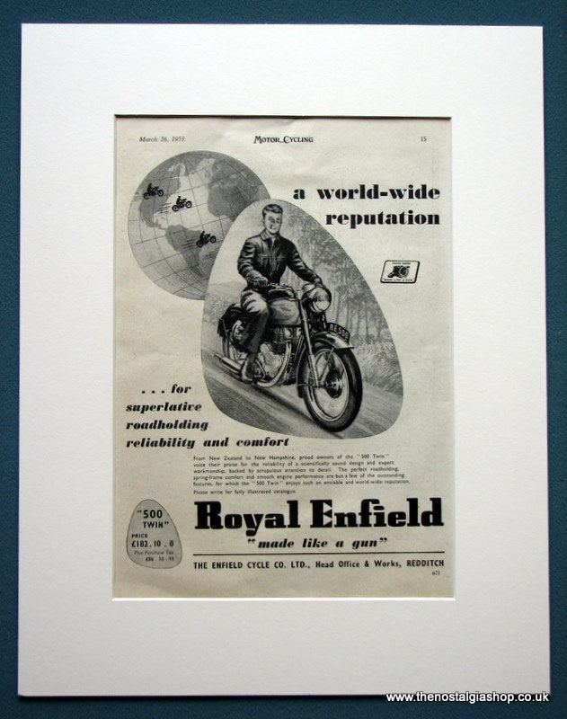 Royal Enfield 500 Twin. Set of 2 Original adverts 1952 & 1953. (ref AD1252)