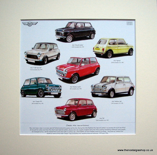 Mini Classic Cars (Special Editions). Mounted Print.