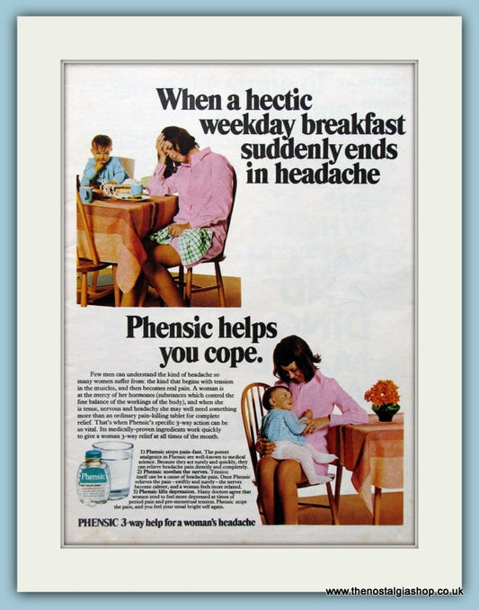 Phensic Headache Tablets  Original Advert 1968 (ref AD4583)