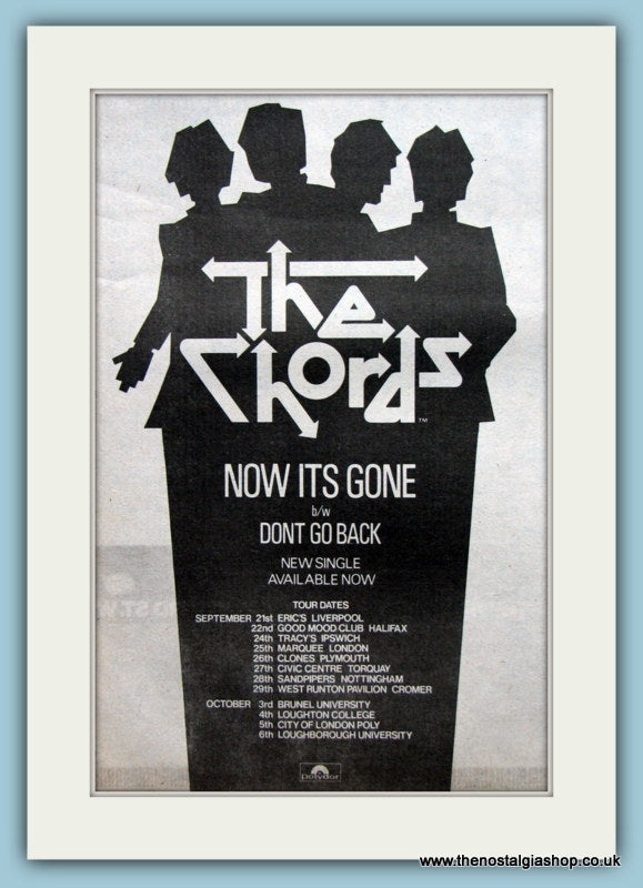 The Chords. Now Its Gone. 1979 Original Advert (ref AD2111)