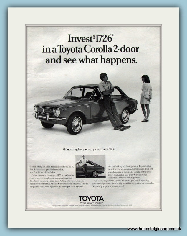 Toyota Corolla 2 Door & Fastback Original Advert 1970 (ref AD8200)