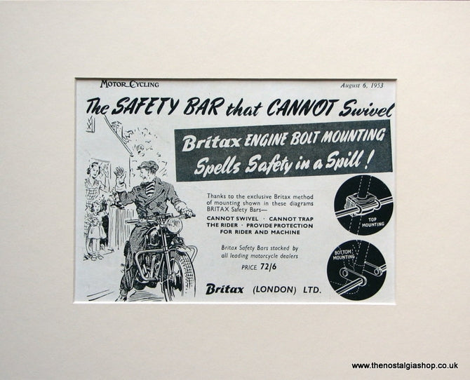 Brittax Engine Bolt Mounting. 1953 Original advert (ref AD1597)
