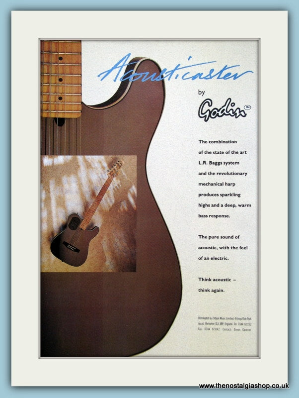 Acousticaster Guitar by Godin. Original Advert 1991 (ref AD2696)