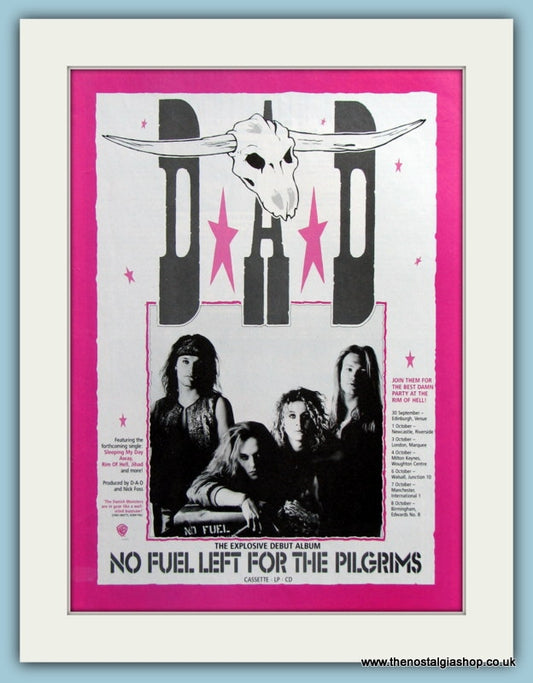 D.A.D No Fuel For The Pilgrims Original Advert 1989 (ref AD4153)