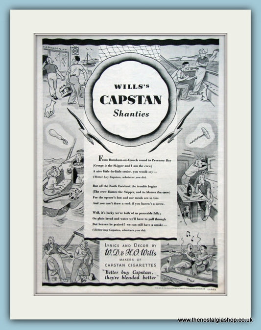 Wills's Capstan Shanties. Original Advert 1938 (ref AD6082)