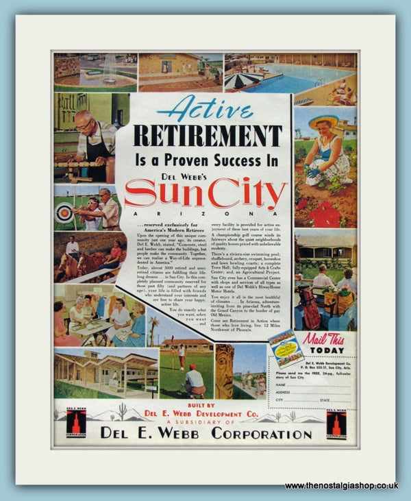 Sun City Retirement Original Advert 1961 (ref AD100217) – The Nostalgia ...