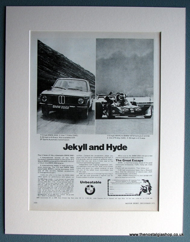 BMW 2002 and Formula 2 1973 Original Advert (ref AD1641)