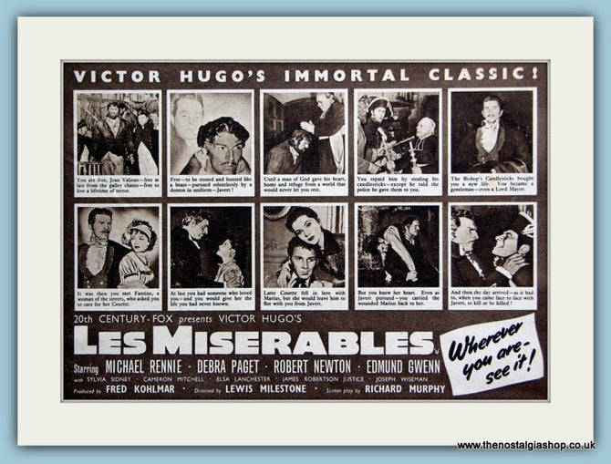 Les Miserables, 1952 Original Advert (ref AD3227)