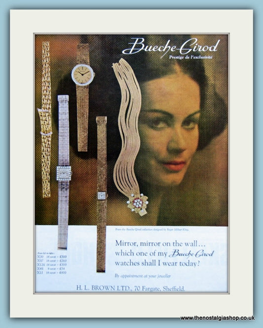 Bueche Girod Watches. Original Advert 1964 (ref AD6107)