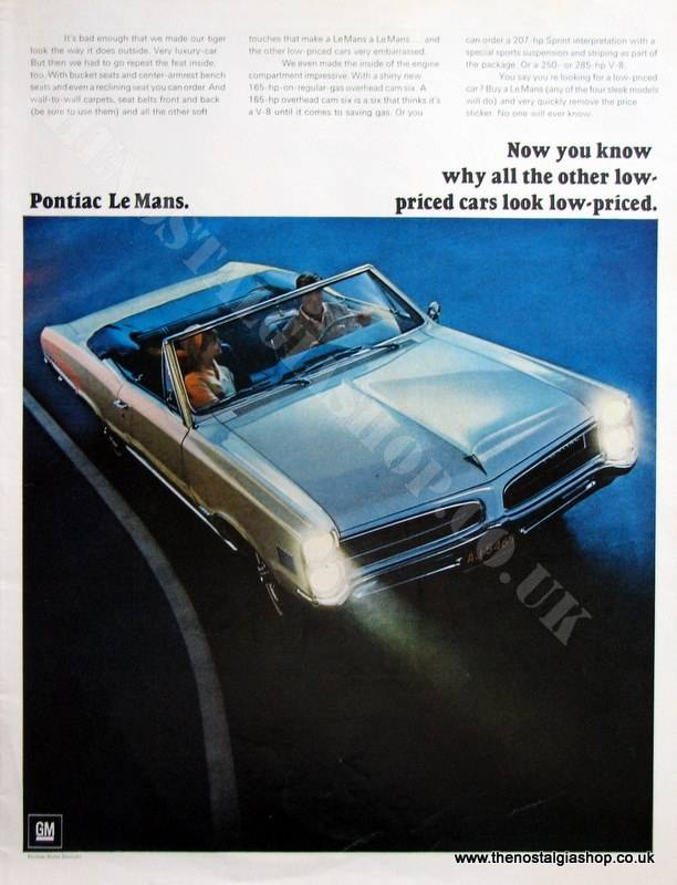 Pontiac Le Mans. Original advert 1966 (ref AD4063)