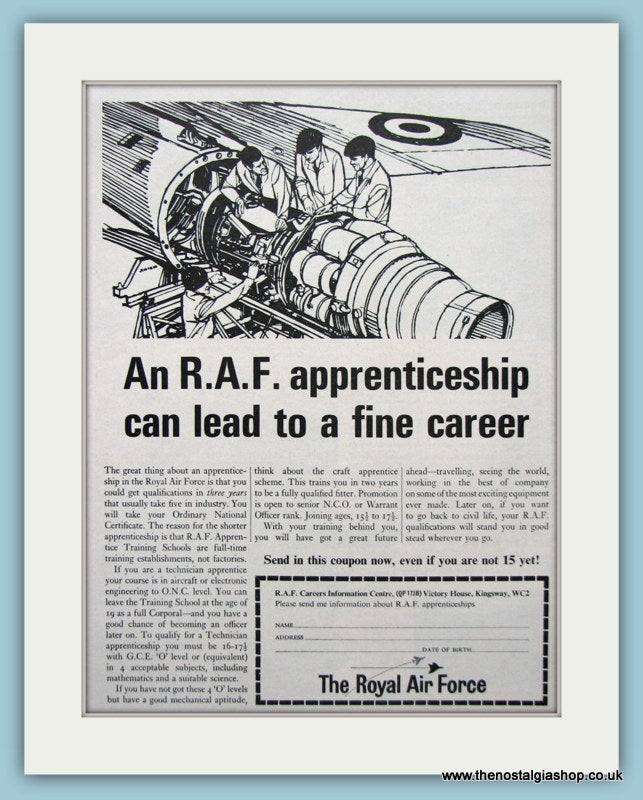 R.A.F Apprenticeship With Coupon Original Advert 1965 (ref AD6296)