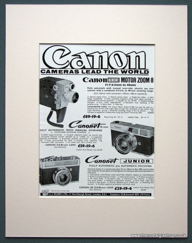 Canon Camera 1963 Original Advert (ref AD1034)