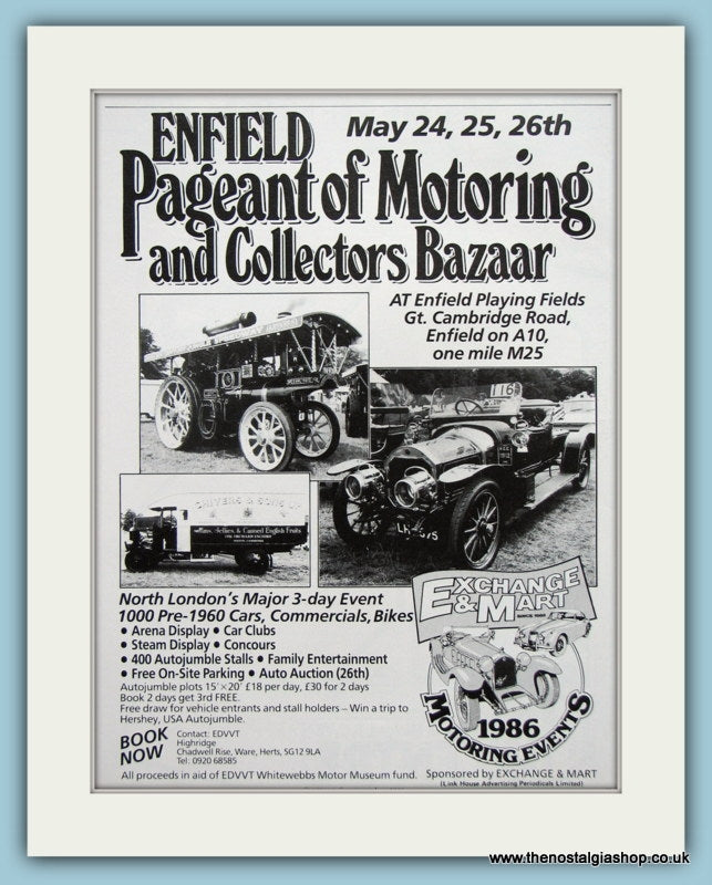 Enfield Pageant of Motoring 1986. Original Advert. (ref AD2011)