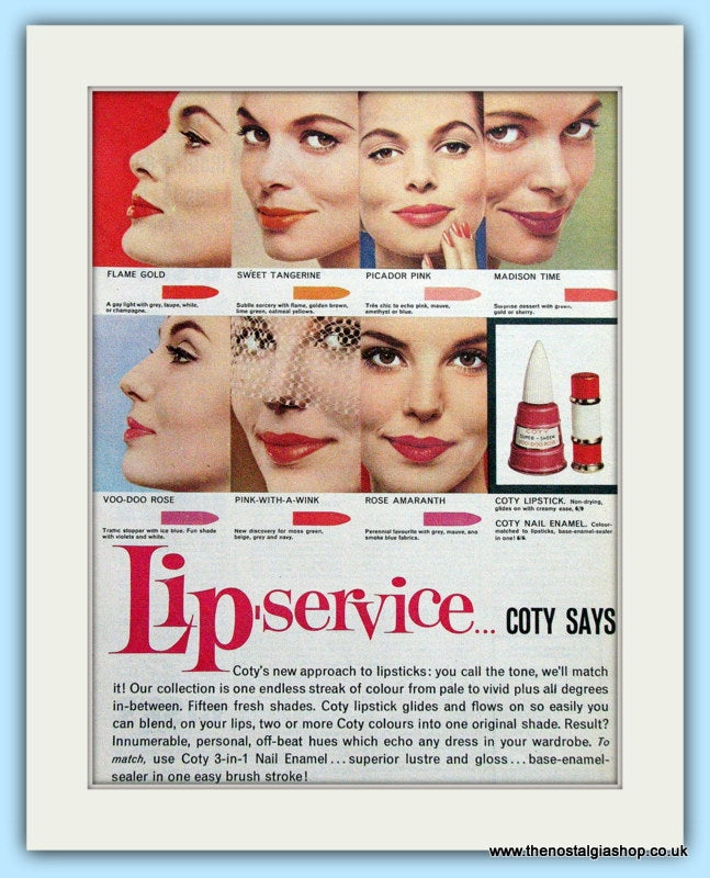Coty Lip-service Set Of 2 Original Adverts 1961 (ref AD4917)