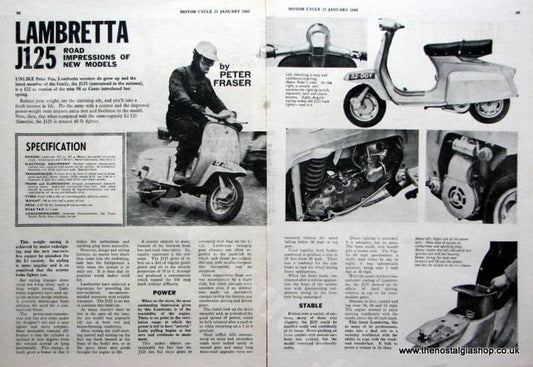 Lambretta J125  2 page road test. 1965. (ref AD1322)