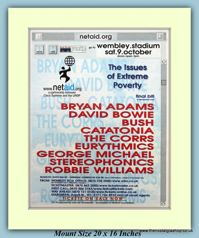 Wembley Stadium Poverty Concert 1999 Original Advert (ref AD9056)