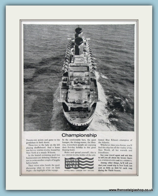 United States Lines Original Advert 1963 (ref AD2305)