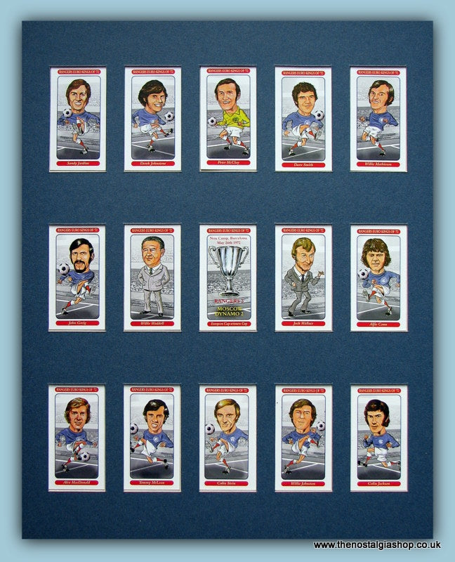 Rangers Euro Kings 1972. Mounted Card Set.