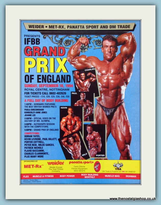 IFBB Grand Prix Of England Bodybuilding Event  Original Advert 1994 (ref AD3931)