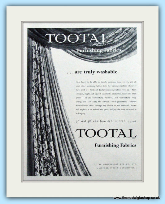 Tootal Furnishing Fabrics. Original Advert 1955 (ref AD4773)