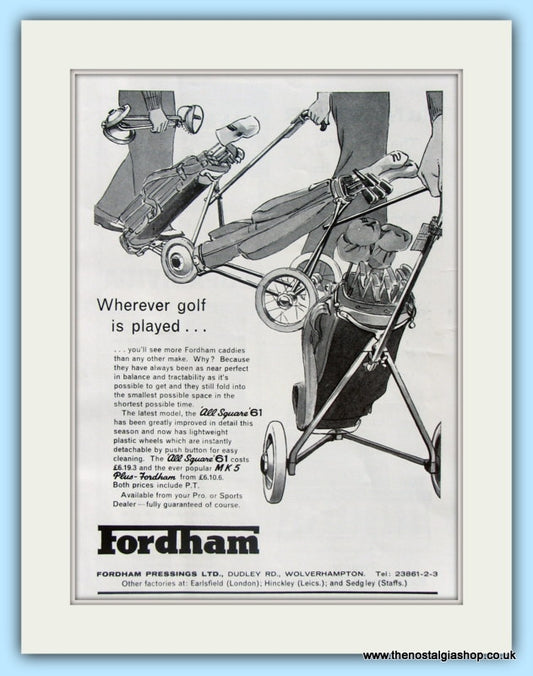 Fordham Golf Trolley. Original Advert 1961 (ref AD4965)