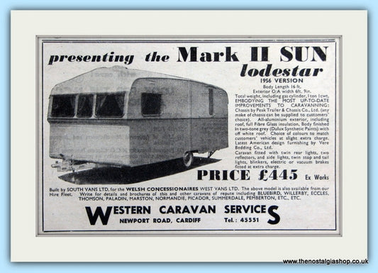Mark II Sun Lodestar Caravan Original Advert 1955 (ref AD6320)