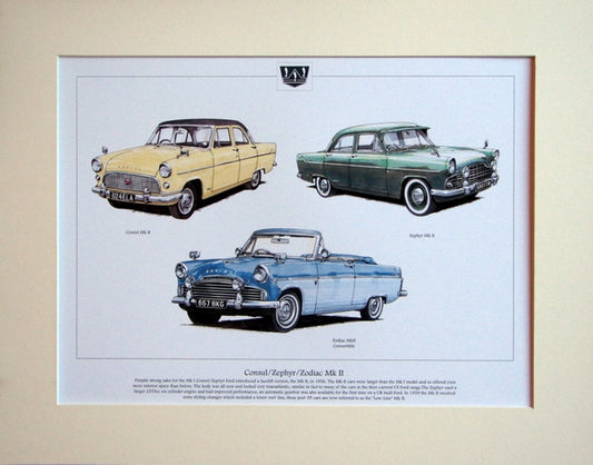 Ford Consul, Zephyr & Zodiac  Mk II  Mounted Print