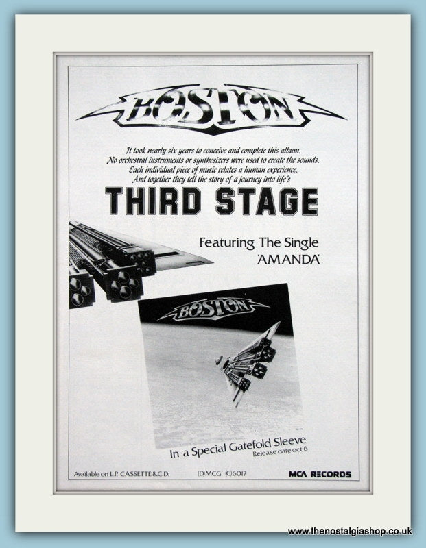 Boston Third Stage 1986 Original Advert (ref AD3290)