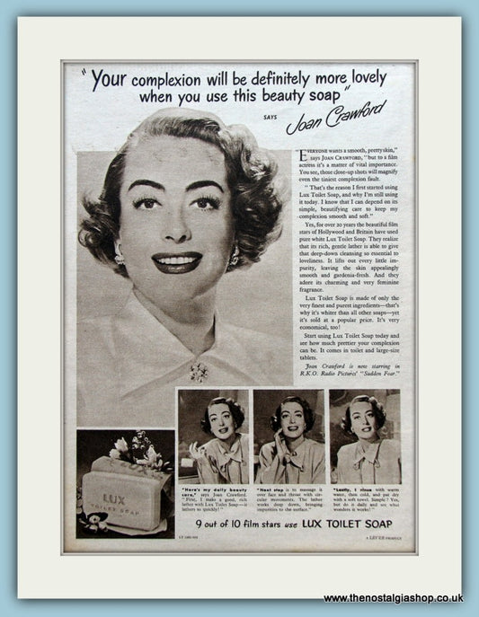 Lux Soap featuring Joan Crawford. Original Advert 1952 (ref AD3592)