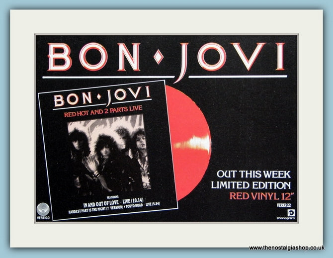 Bon Jovi. Red Hot. Original Advert 1985 (ref AD1964)