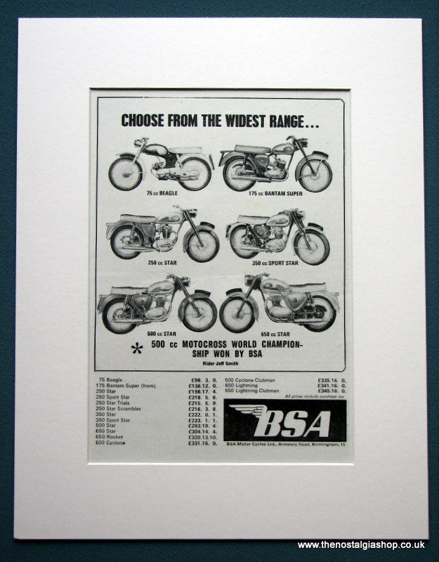BSA Motorcycle Range 1964, Set of 2 Original adverts 1964 (ref AD1259)