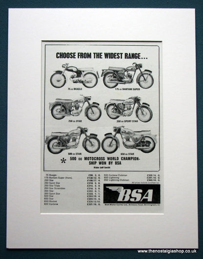 BSA Motorcycle Range 1964, Set of 2 Original adverts 1964 (ref AD1259)
