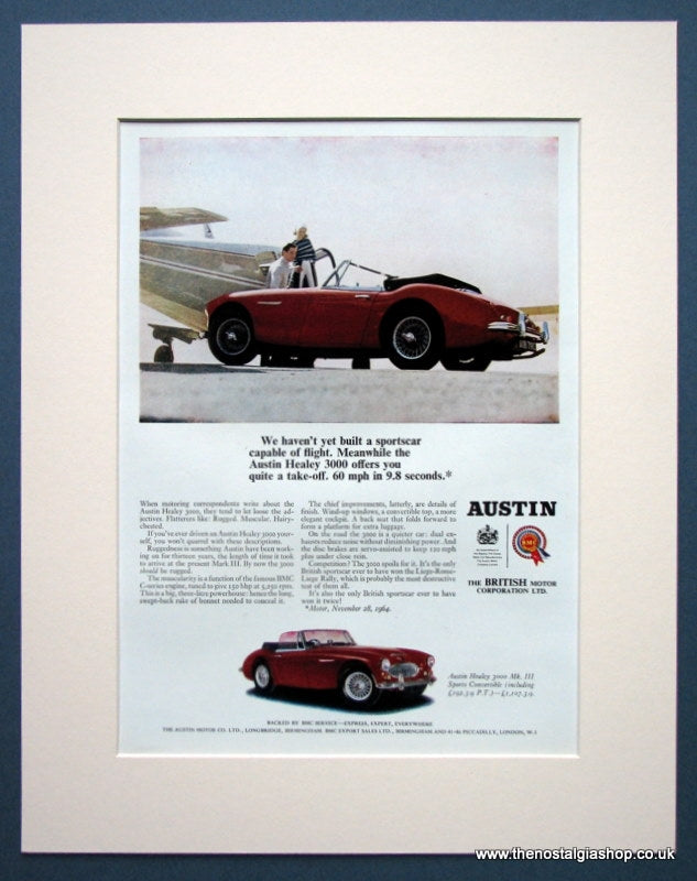 Austin Healey 3000 Mk III Sports Convertible. Original advert 1965 (ref AD1384)