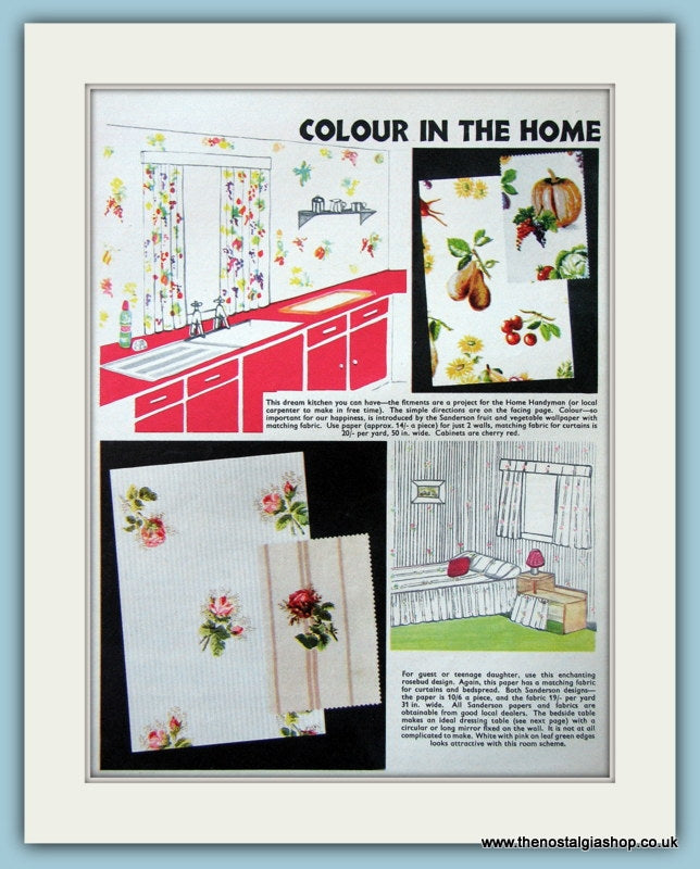 Sandersons Wallpapers And Fabrics Original Advert 1960 (ref AD4694)