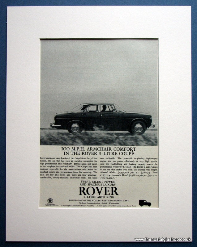 Rover 3 Litre Coupe 1964 Original Advert (ref AD 1636)