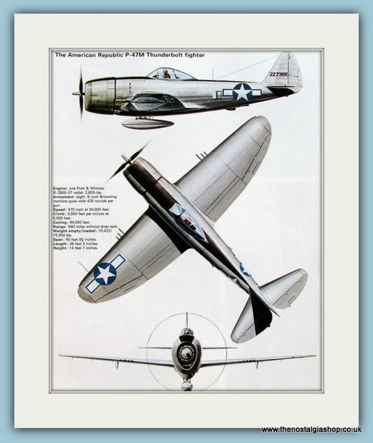 American Republic P-47M Thunderbolt Fighter Aircraft. Print (ref PR557)