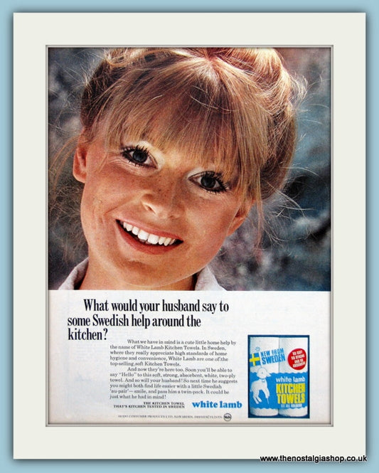White Lamb Kitchen Towels Original Advert 1970 (ref AD3657)